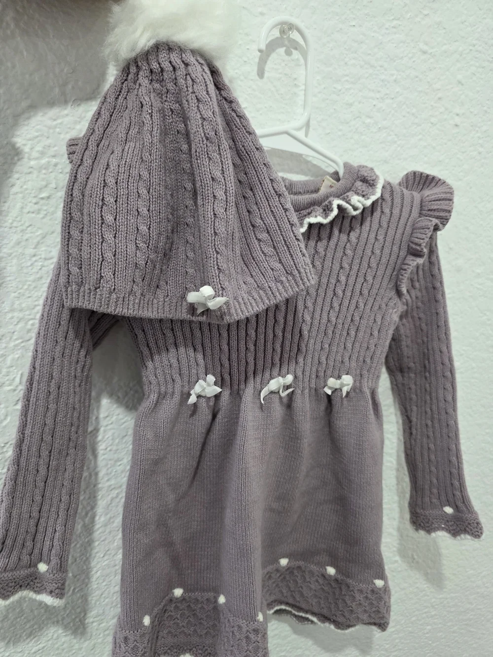 Cynthia Rowley Lavender Knit Ruffle-Trim Dress 2 Pieset Set